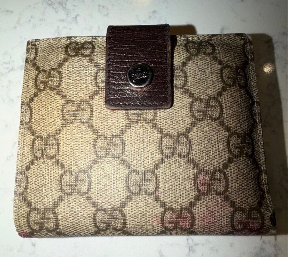 Gucci GG Monogram Coated Canvas Folding Wallet Brown PROJECT DIY UPCYCLE READ